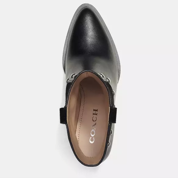 Coach Pauline Black Leather & Suede Studded Ankle Boots sz 7.5 - Picture 4 of 10